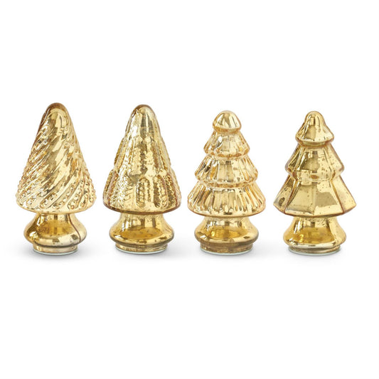 ASSORTED MINI GOLD MERCURY GLASS CHRISTMAS TREES