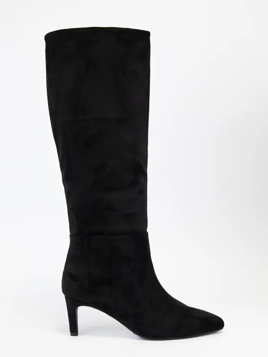 JOANNA FAUX SUEDE POINTED TOE TALL BOOT - BLACK