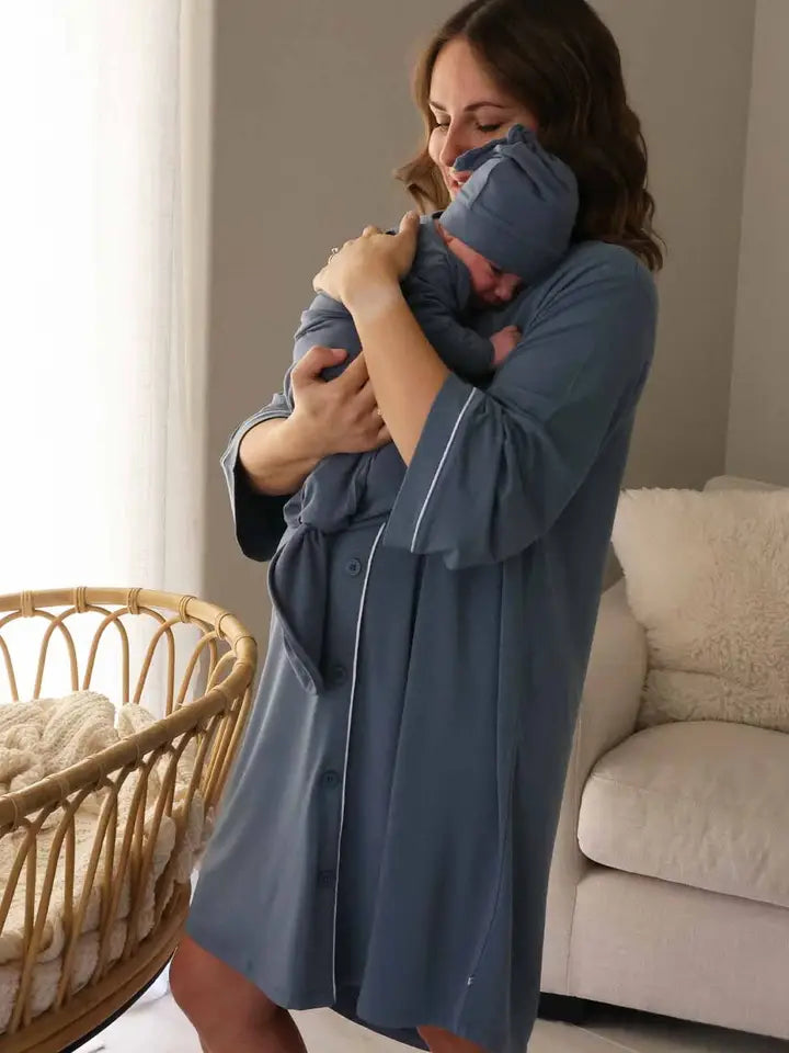 LABOR & DELIVERY NIGHTGOWN - DUSTY BLUE