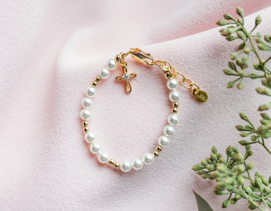 14K GOLD-PLATED BABY BRACELET & GIRLS BAPTISM GIFT