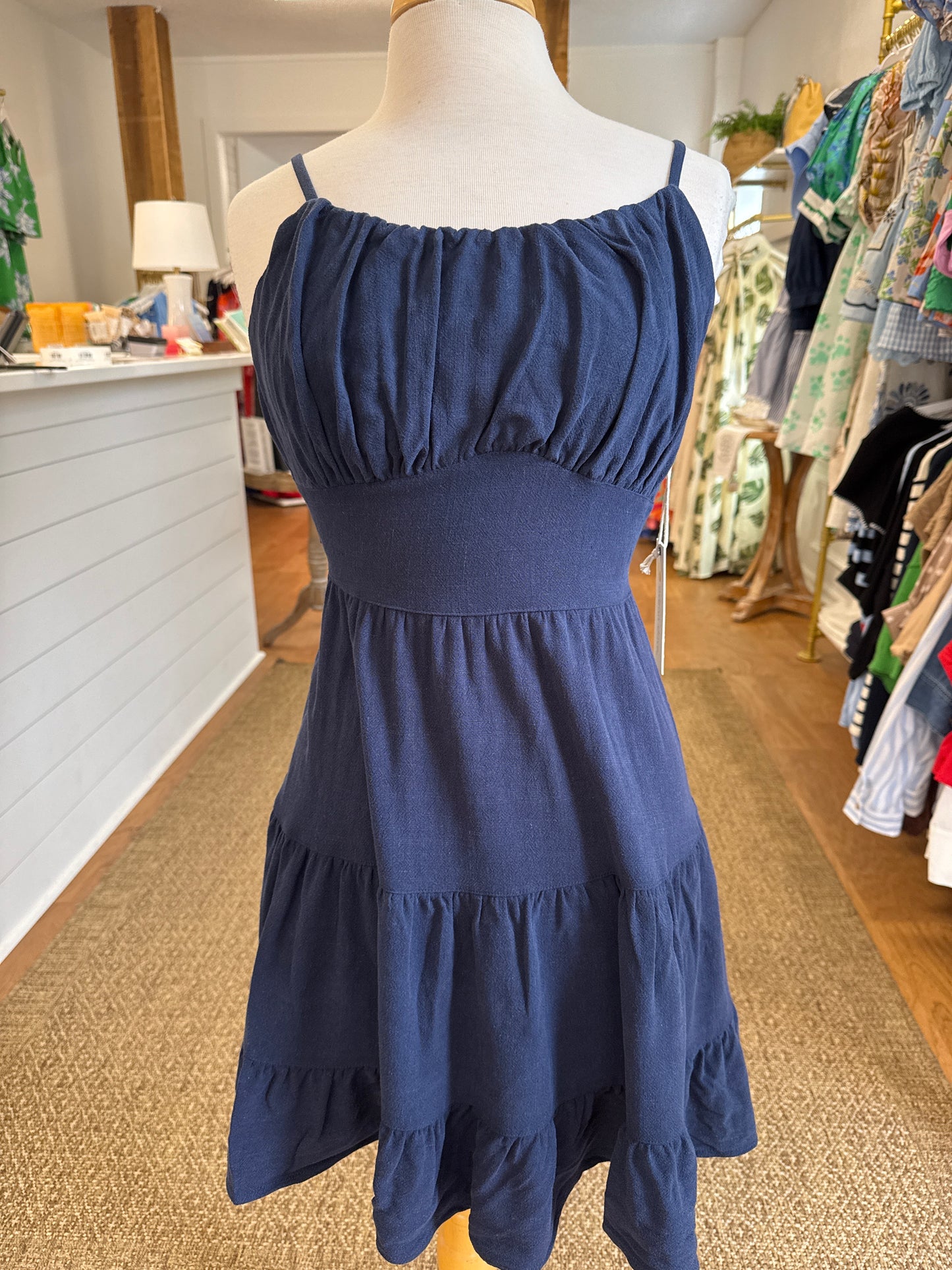 TIE BACK MINI DRESS - NAUTICAL NAVY