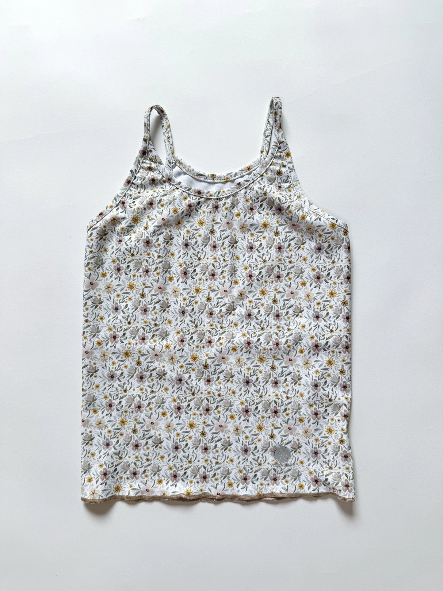 GIRLS RAZORBACK TANK - ALMOND FLORAL