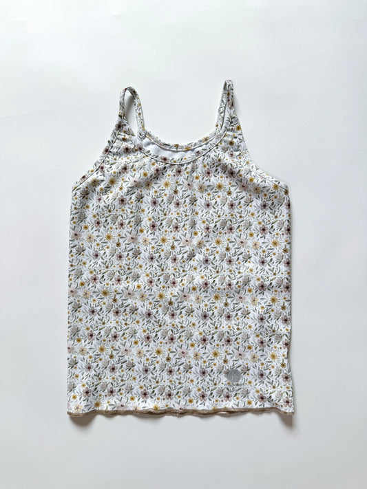 GIRLS RAZORBACK TANK - ALMOND FLORAL