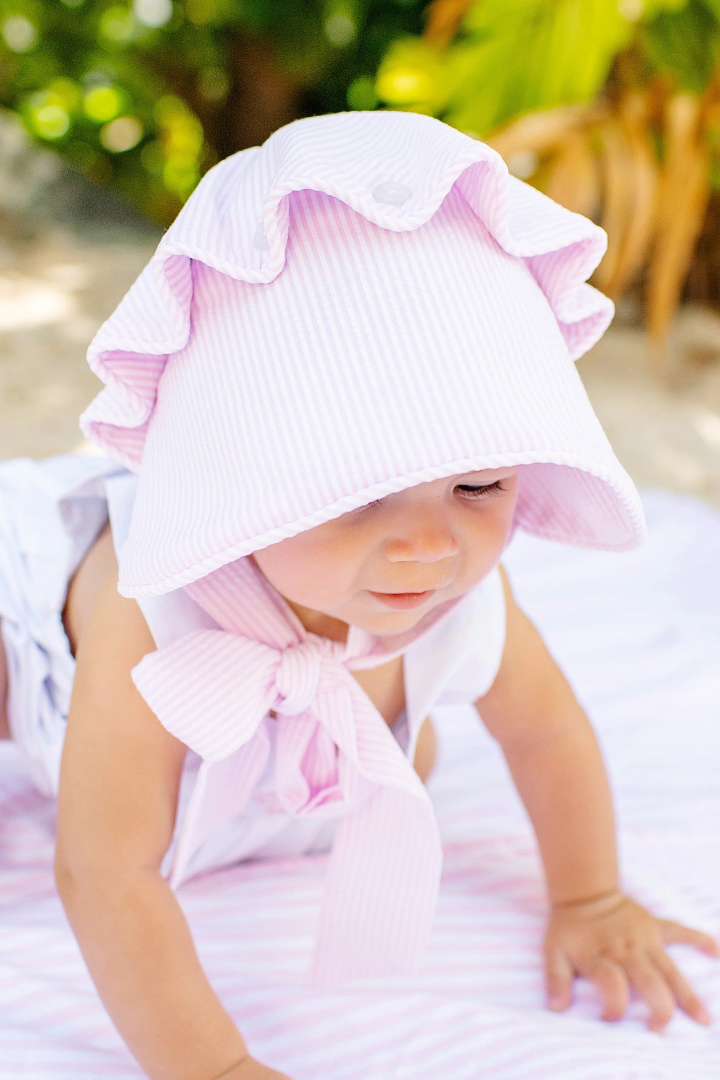 BEAUFORT BONNET - PINK SAVANNAH SEERSUCKER