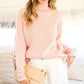 TURTLENECK PEARL BUTTON DETAIL KNITTED SWEATER - BLUSH