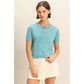 CREW NECK SHORT SLEEVE BUTTONED CARDIGAN  - DARK TAUPE