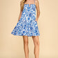 FLORAL PRINTED STITCH DETAIL DRESS - BLUE