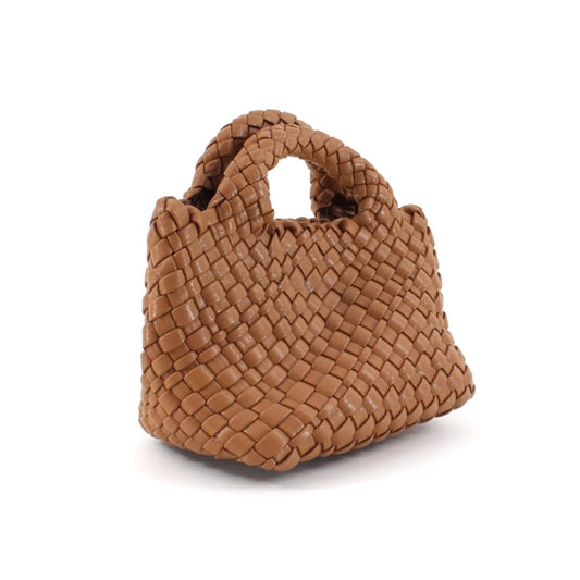 SMALL WOVEN TOTE CROSSBODY BAG W/COSMETIC POUCH - ASSORTED COLORS