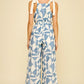 SELF TIE STRAP JUMPSUIT - BLUE