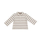 LS POLO SHIRT - BROWN RIBBED STRIPED