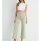 PATCH POCKET WIDE LEG JEANS - LIGHT SAGE