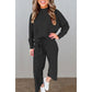 TEXTURED PULLOVER SET - BLACK