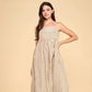 VERTICAL STRIPED RELAXED EMPIRE WAIST MOXI DRESS - BEIGE