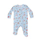 ZIPPER FOOTIE - BLUE VINTAGE SANTAS