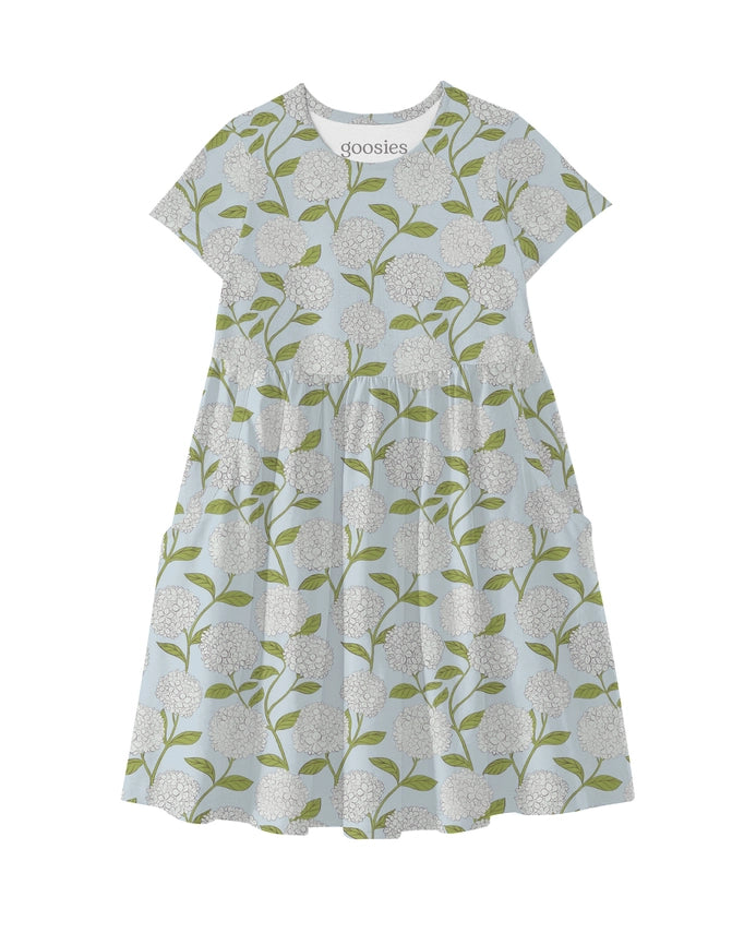SS POCKET DRESS - HYDRANGEAS