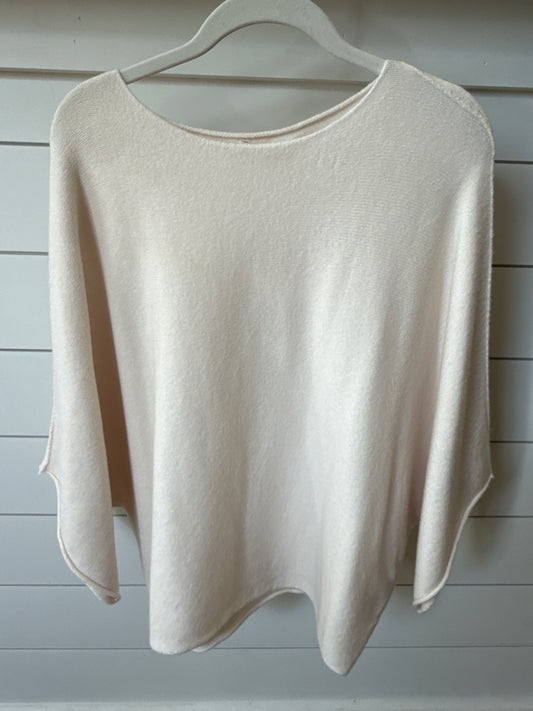 CREWNECK BATWING SLEEVE KNIT TOP - CLASSIC IVORY
