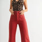 PATCH POCKET WIDE LEG JEAN - BURGUNDY