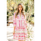TIERED EMBROIDERED DRESS - PINK