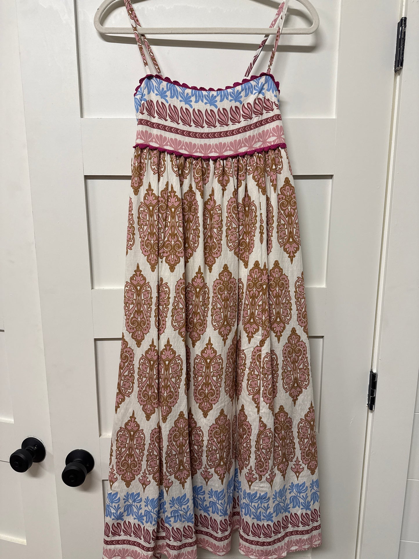 STRAP PRINT MAXI DRESS - PINK
