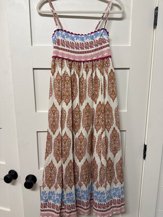 STRAP PRINT MAXI DRESS - PINK
