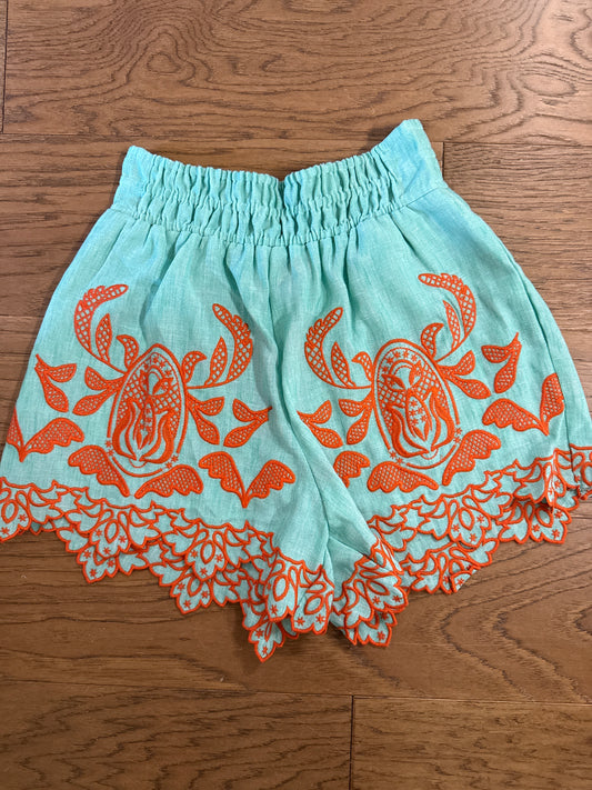 EMBROIDERY DETAIL SHORTS - MINT