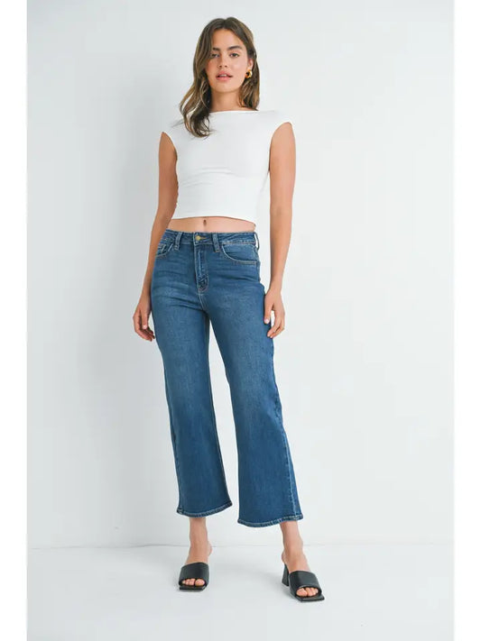 SLIM WIDE LEG DARK DENIM