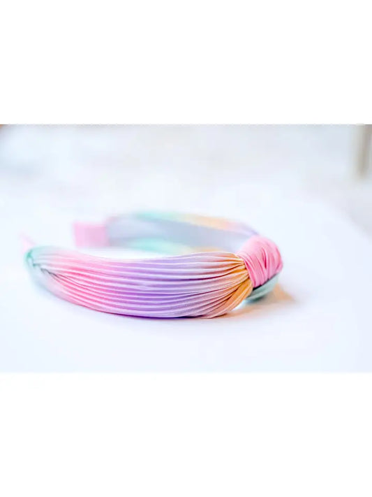 PLEATED OMBRE KNOT HEADBAND - RAINBOW