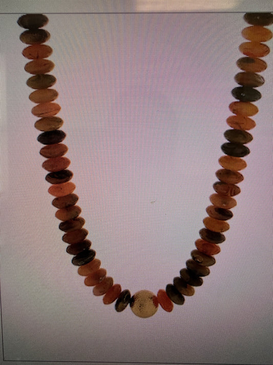 METAL BALL & RONDELLE BEADS NECKLACE - BROWN/GOLD