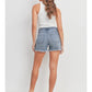 HIGH RISE HEM DETAIL SHORT - MEDIUM WASH