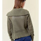 ZIP UP POINTELLE OPEN KNIT SWEATER - OLIVE