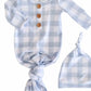BABY KNOT GOWN & KNOT HAT SET - DUSTY BLUE GINGHAM