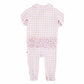 PETER PAN COLLAR RUFFLE ZIPPER FOOTIE - ROSY GINGHAM