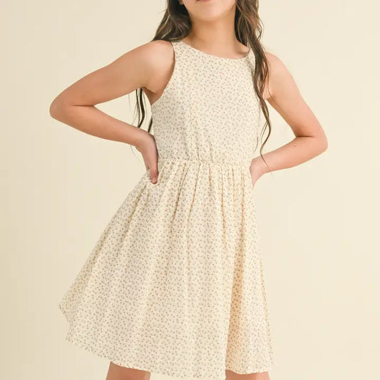 BACKLESS FIT AND FLARE SUNDRESS - CREAM