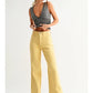 PATCH POCKET WIDE LEG JEANS - YELLOW