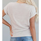 CASUAL STRIPED KNIT BUTTONED FRONT V NECK TSHIRT