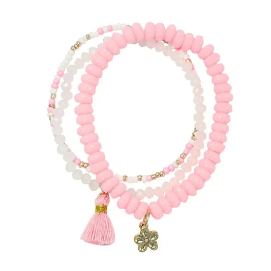 KIDS SET OF THREE BREADED STRETCH BRACELET - ASSORTED