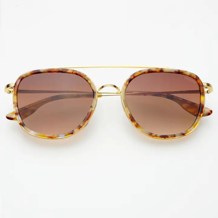 WESTON ACETATE ROUMD UNISEX SUNGLASSES - BROWN PEARL