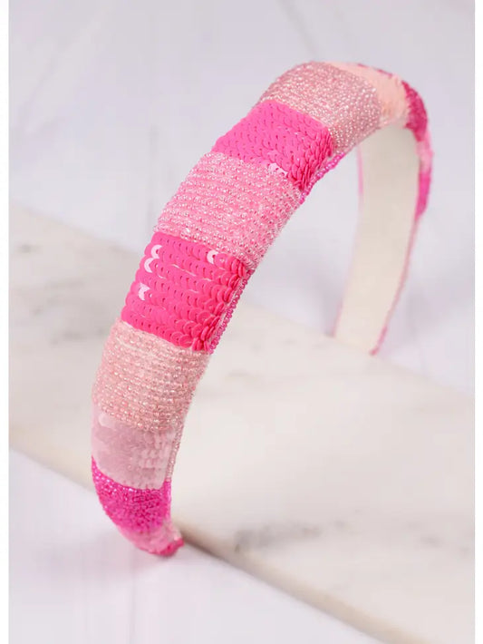 LOVER EMBELLISHED HEADBAND PINK MULTI
