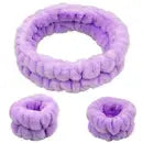 FACE WASHING SPA HEADBAND AND WRISTBAND SET - PURPLE