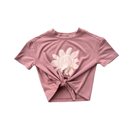 GIRL'S TIE FRONT SHIRT - RETRO SMILEY