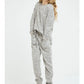 SIDE SLIT 2TONE BRUSH KNIT SWEATER - HEATHER GREY