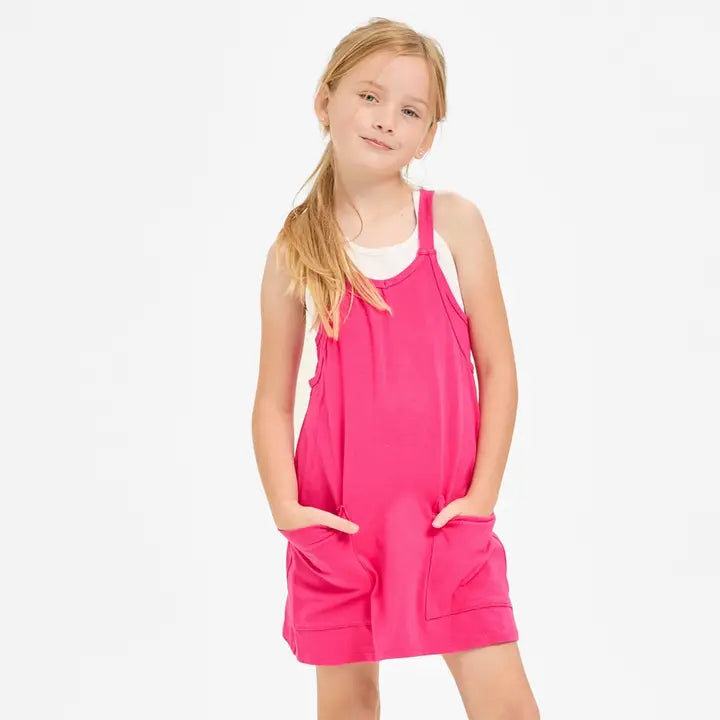 RELAXED TANK ROMPER - HOT PINK