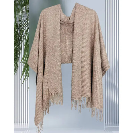 LUXURIOSLY SOFT FRINGED SCARF SHAWL - BROWN