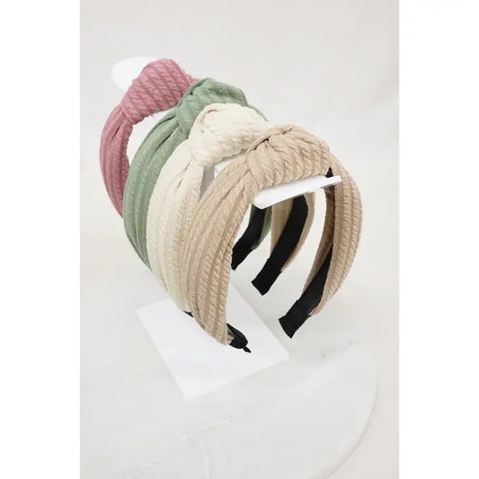 RIBBED KNOTTED HEADBAND - ASSORTED COLORS
