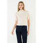MOCK NECKLINE SUEDE TOP - BLACK
