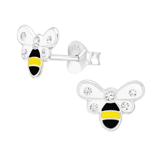 BUMBLE BEE CRYSTAL STUD EARRINGS STERLING SILVER