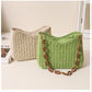 STRAW SHOULDER BEACH BAG - KHKAI