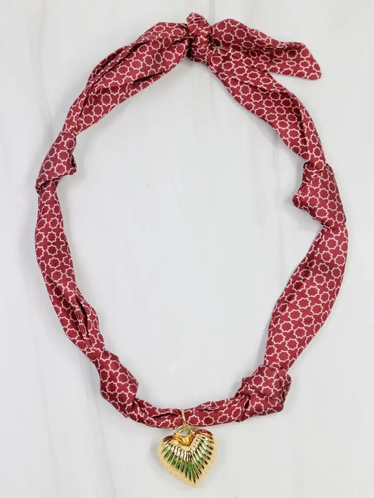 SERAFINA SCARF CHARM NECLACE - BURGUNDY