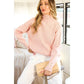 TURTLENECK PEARL BUTTON DETAIL KNITTED SWEATER - BLUSH