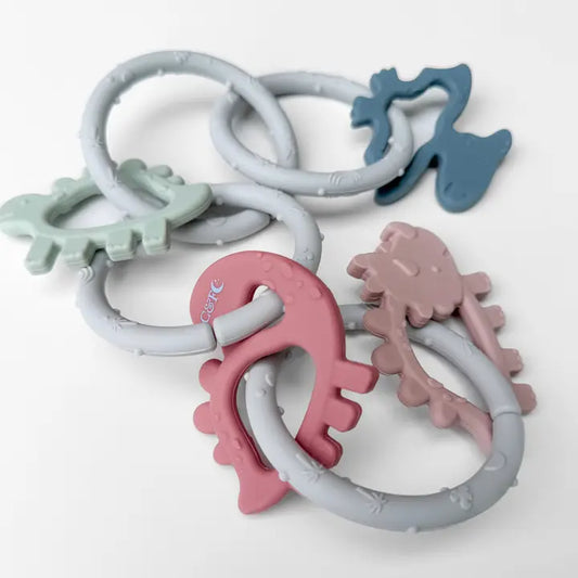DINO RINGS SILICONE TEETHER